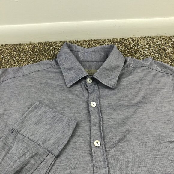 Canali 1934 Shirt Lightweight Long Sleeve Button Up Heather Blue Mens Large - Picture 1 of 9